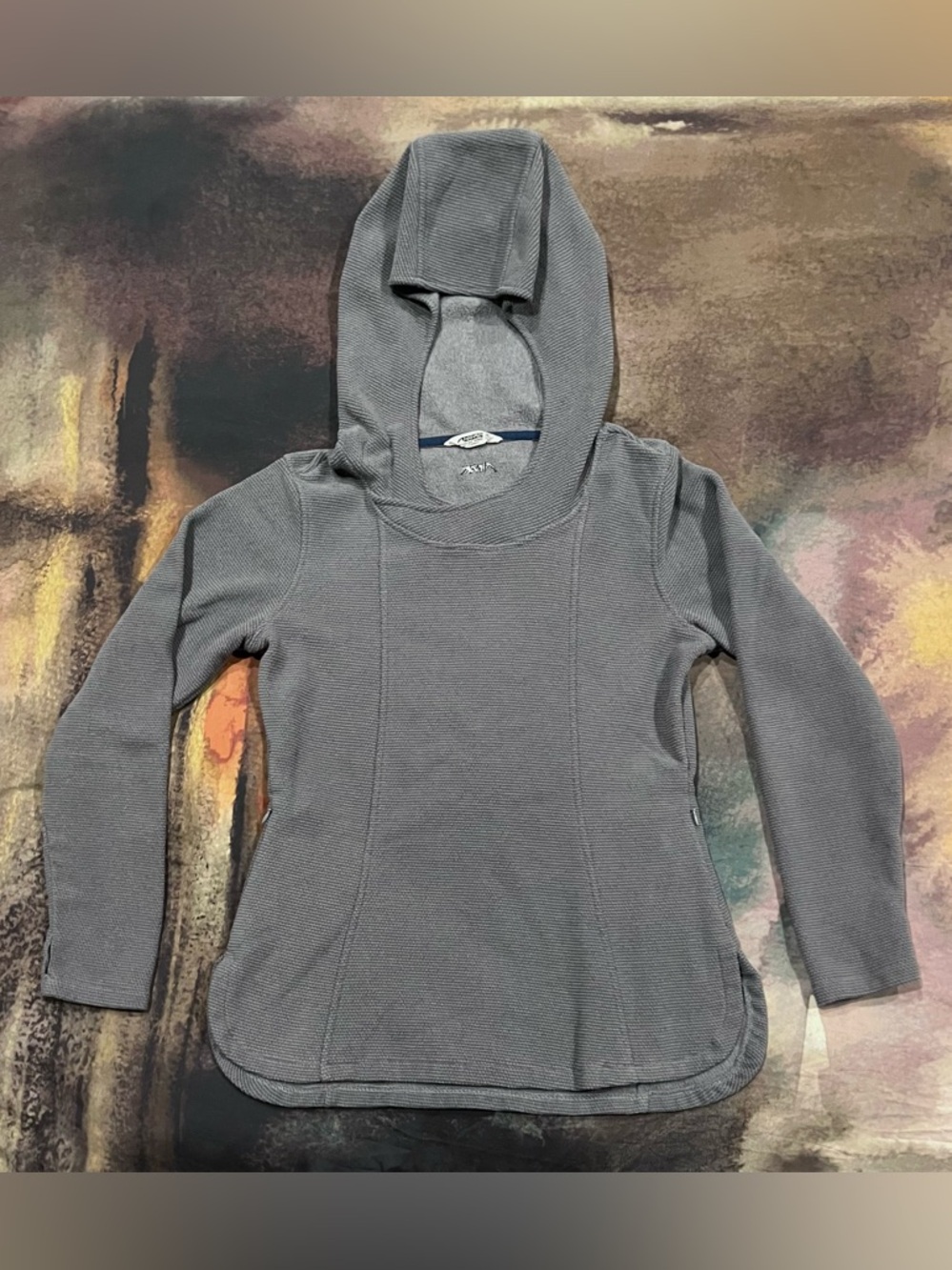 Mountain Khakis Pop Top Hooded Fleece Cozy Feminine Flattering zip pocket Gray M